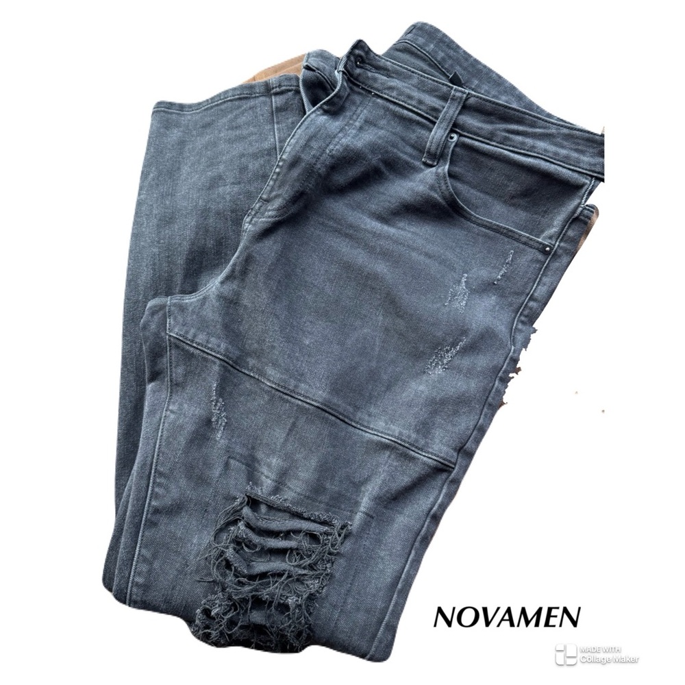 Men's Distressed Black NOVAMEN Jeans-40